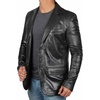image:imageBlingsoul Mens Leather Blazer Jacket  Real Lambskin Sport Coat with Notch Lapel Collar2button  Black
