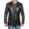 image:imageBlingsoul Mens Leather Blazer Jacket  Real Lambskin Sport Coat with Notch Lapel Collar2button  Black