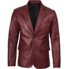 image:imageBlingsoul Mens Leather Blazer Jacket  Real Lambskin Sport Coat with Notch Lapel Collar2button  Burgundy Maroon Wax