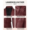 image:imageBlingsoul Mens Leather Blazer Jacket  Real Lambskin Sport Coat with Notch Lapel Collar2button  Burgundy Maroon Wax