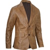 image:imageBlingsoul Mens Leather Blazer Jacket  Real Lambskin Sport Coat with Notch Lapel Collar2button  Camel Wax
