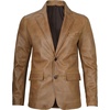 image:imageBlingsoul Mens Leather Blazer Jacket  Real Lambskin Sport Coat with Notch Lapel Collar2button  Camel Wax