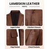 image:imageBlingsoul Mens Leather Blazer Jacket  Real Lambskin Sport Coat with Notch Lapel Collar2button  Cognac Without Wax