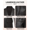 image:imageBlingsoul Mens Leather Blazer Jacket  Real Lambskin Sport Coat with Notch Lapel Collar2button  Dark Brown Ruboff