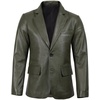 image:imageBlingsoul Mens Leather Blazer Jacket  Real Lambskin Sport Coat with Notch Lapel Collar2button  Green