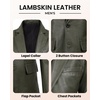 image:imageBlingsoul Mens Leather Blazer Jacket  Real Lambskin Sport Coat with Notch Lapel Collar2button  Green