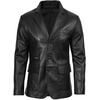 image:imageBlingsoul Mens Leather Blazer Jacket  Real Lambskin Sport Coat with Notch Lapel Collar3button  Black
