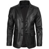 image:imageBlingsoul Mens Leather Blazer Jacket  Real Lambskin Sport Coat with Notch Lapel Collar3button  Black