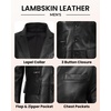 image:imageBlingsoul Mens Leather Blazer Jacket  Real Lambskin Sport Coat with Notch Lapel Collar3button  Black