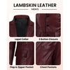 image:imageBlingsoul Mens Leather Blazer Jacket  Real Lambskin Sport Coat with Notch Lapel Collar3button  Burgundy Maroon Wax