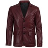 image:imageBlingsoul Mens Leather Blazer Jacket  Real Lambskin Sport Coat with Notch Lapel Collar3button  Burgundy Maroon Wax