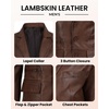 image:imageBlingsoul Mens Leather Blazer Jacket  Real Lambskin Sport Coat with Notch Lapel Collar3button  Cognac Wax