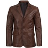 image:imageBlingsoul Mens Leather Blazer Jacket  Real Lambskin Sport Coat with Notch Lapel Collar3button  Cognac Wax