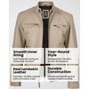 image:imageBlingsoul Mens Leather Motorcycle Style Jacket  Quilted Cafe Racer Biker Style Jacket for MenBeige