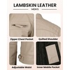 image:imageBlingsoul Mens Leather Motorcycle Style Jacket  Quilted Cafe Racer Biker Style Jacket for MenBeige