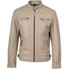 image:imageBlingsoul Mens Leather Motorcycle Style Jacket  Quilted Cafe Racer Biker Style Jacket for MenBeige