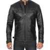 image:imageBlingsoul Mens Leather Motorcycle Style Jacket  Quilted Cafe Racer Biker Style Jacket for MenBlack