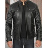 image:imageBlingsoul Mens Leather Motorcycle Style Jacket  Quilted Cafe Racer Biker Style Jacket for MenBlack
