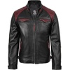 image:imageBlingsoul Mens Leather Motorcycle Style Jacket  Quilted Cafe Racer Biker Style Jacket for MenBlack and Maroon