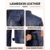image:imageBlingsoul Mens Leather Motorcycle Style Jacket  Quilted Cafe Racer Biker Style Jacket for MenBlue Wax