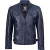 image:imageBlingsoul Mens Leather Motorcycle Style Jacket  Quilted Cafe Racer Biker Style Jacket for MenBlue Wax