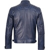 image:imageBlingsoul Mens Leather Motorcycle Style Jacket  Quilted Cafe Racer Biker Style Jacket for MenBlue Wax