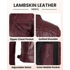 image:imageBlingsoul Mens Leather Motorcycle Style Jacket  Quilted Cafe Racer Biker Style Jacket for MenBurgundy Maroon Wax