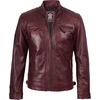 image:imageBlingsoul Mens Leather Motorcycle Style Jacket  Quilted Cafe Racer Biker Style Jacket for MenBurgundy Maroon Wax