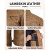image:imageBlingsoul Mens Leather Motorcycle Style Jacket  Quilted Cafe Racer Biker Style Jacket for MenCamel Wax