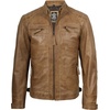 image:imageBlingsoul Mens Leather Motorcycle Style Jacket  Quilted Cafe Racer Biker Style Jacket for MenCamel Wax