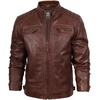 image:imageBlingsoul Mens Leather Motorcycle Style Jacket  Quilted Cafe Racer Biker Style Jacket for MenCognac Wax