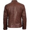 image:imageBlingsoul Mens Leather Motorcycle Style Jacket  Quilted Cafe Racer Biker Style Jacket for MenCognac Wax