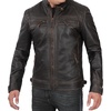 image:imageBlingsoul Mens Leather Motorcycle Style Jacket  Quilted Cafe Racer Biker Style Jacket for MenDark Brown Ruboff