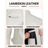 image:imageBlingsoul Mens Leather Motorcycle Style Jacket  Quilted Cafe Racer Biker Style Jacket for MenOffwhite