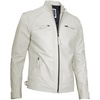 image:imageBlingsoul Mens Leather Motorcycle Style Jacket  Quilted Cafe Racer Biker Style Jacket for MenOffwhite