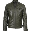 image:imageBlingsoul Mens Leather Motorcycle Style Jacket  Quilted Cafe Racer Biker Style Jacket for MenOlive Green