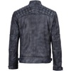 image:imageBlingsoul Mens Leather Motorcycle Style Jacket  Quilted Cafe Racer Biker Style Jacket for MenWashed Distressed Black