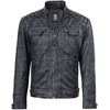 image:imageBlingsoul Mens Leather Motorcycle Style Jacket  Quilted Cafe Racer Biker Style Jacket for MenWashed Distressed Black