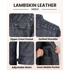 image:imageBlingsoul Mens Leather Motorcycle Style Jacket  Quilted Cafe Racer Biker Style Jacket for MenWashed Distressed Black