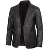 image:imageBlingsoul Mens Leather Blazer Jacket  Real Lambskin Sport Coat with Notch Lapel Collar2button  Dark Brown Ruboff