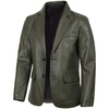 image:imageBlingsoul Mens Leather Blazer Jacket  Real Lambskin Sport Coat with Notch Lapel Collar2button  Green