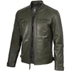 image:imageBlingsoul Mens Leather Motorcycle Style Jacket  Quilted Cafe Racer Biker Style Jacket for MenOlive Green