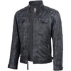 image:imageBlingsoul Mens Leather Motorcycle Style Jacket  Quilted Cafe Racer Biker Style Jacket for MenWashed Distressed Black