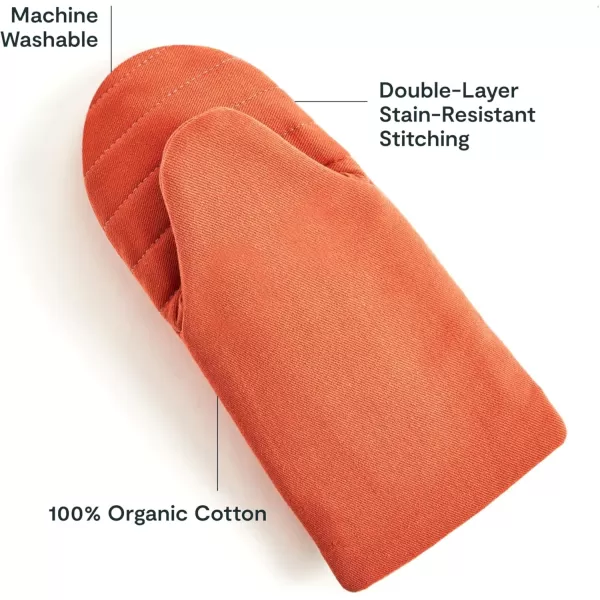 imageCaraway Linen Oven Mitts  100 Organic Cotton Oven Mitt  DoubleLayer ampamp StainResistant Stitching  Safe Handling of Hot Kitchenware  Set of 2  CreamPerracotta