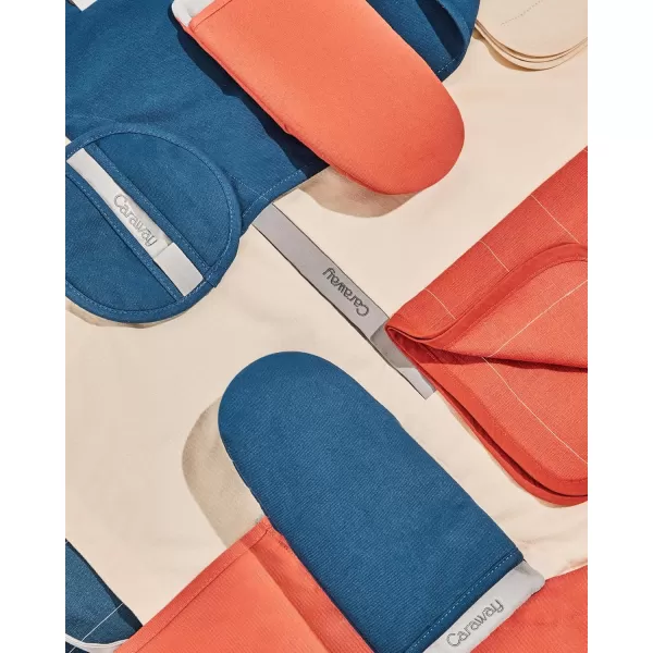 imageCaraway Linen Oven Mitts  100 Organic Cotton Oven Mitt  DoubleLayer ampamp StainResistant Stitching  Safe Handling of Hot Kitchenware  Set of 2  CreamNavy