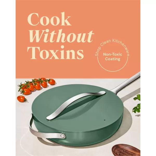 imageCaraway Nonstick Ceramic Saut Pan with Lid 45 qt 118quot  Non Toxic PTFE ampamp PFOA Free  Oven Safe ampamp Compatible with All Stovetops Gas Electric ampamp Induction  NavySage