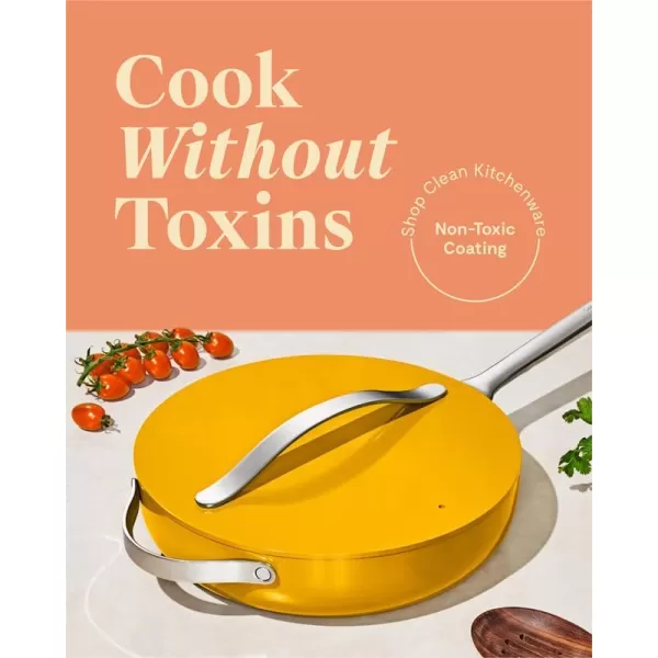 imageCaraway Nonstick Ceramic Saut Pan with Lid 45 qt 118quot  Non Toxic PTFE ampamp PFOA Free  Oven Safe ampamp Compatible with All Stovetops Gas Electric ampamp Induction  NavyMarigold