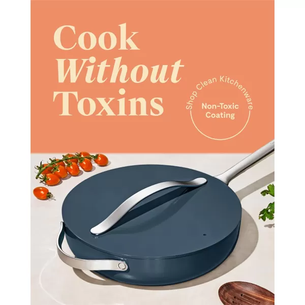imageCaraway Nonstick Ceramic Saut Pan with Lid 45 qt 118quot  Non Toxic PTFE ampamp PFOA Free  Oven Safe ampamp Compatible with All Stovetops Gas Electric ampamp Induction  NavyNavy