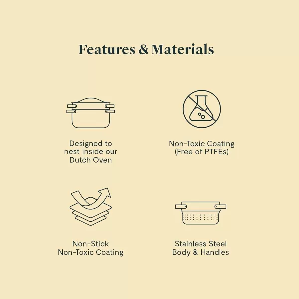 imageCaraway Steamer  Stainless Steel Steamer with Handles  Non Stick Non Toxic Coating  Steam Veggies Seafood and More  Compatible With Our Dutch Oven or Sauce Pan  SmallLarge