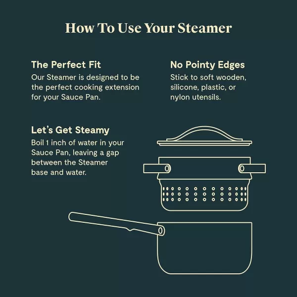imageCaraway Steamer  Stainless Steel Steamer with Handles  Non Stick Non Toxic Coating  Steam Veggies Seafood and More  Compatible With Our Dutch Oven or Sauce Pan  SmallSmall